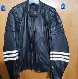 Men's Leather Motorcycle Jacket w/armor